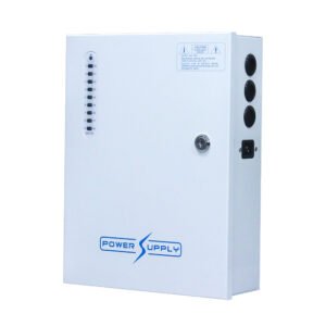 Fuente de alimentación en caja metálica de 16 salidas 12V /20A totales Carcasa blanca para instalación en pared Rango de entrada CA universal: 96V ~ 264V CA